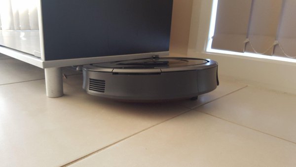 A Roomba stuck trying to clean a hard spot
